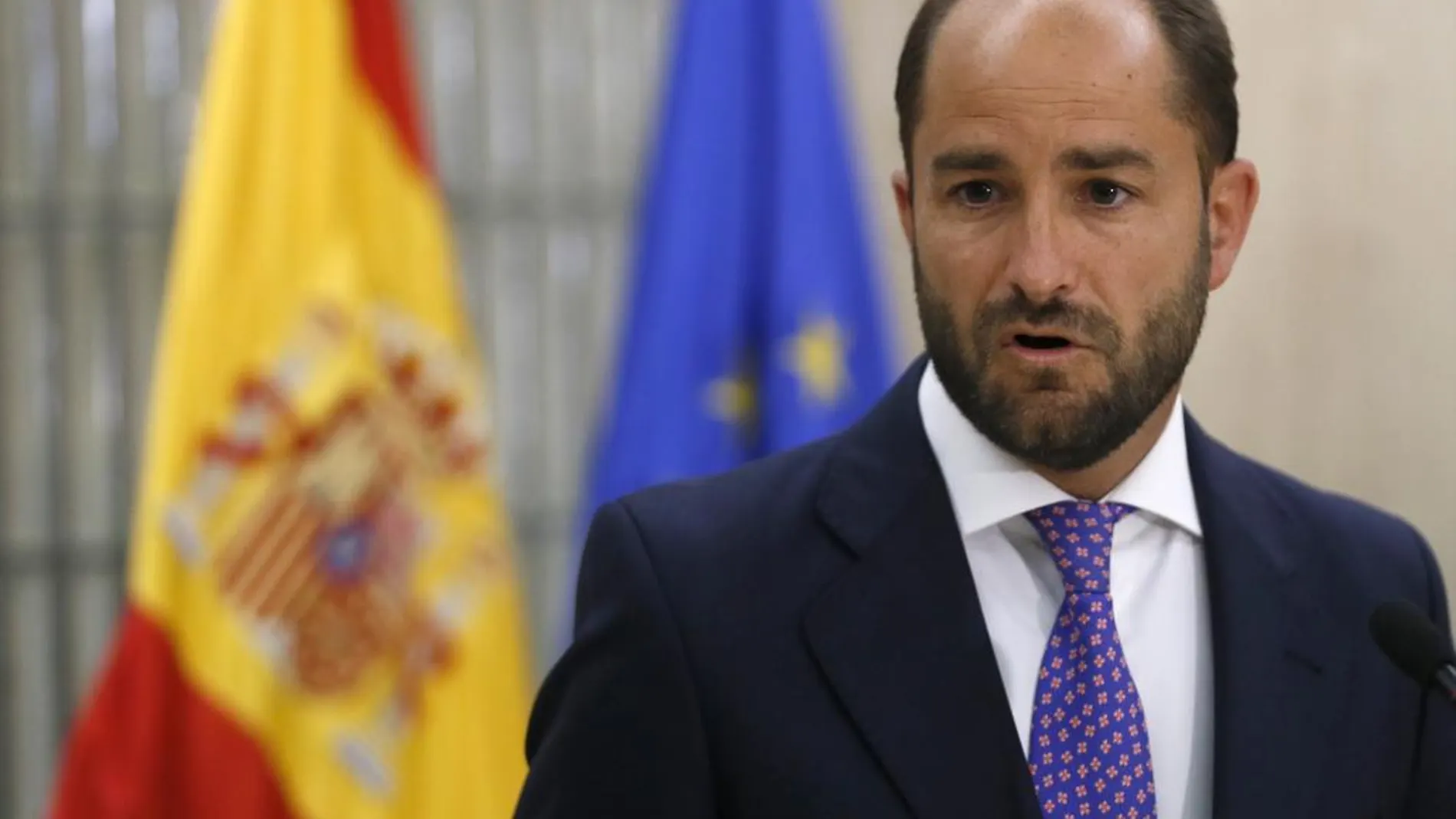 El secretario de Estado de Empleo, Juan Pablo Riesgo, en declaraciones tras la reunión de la la Mesa de Diálogo Social del Plan de Choque para el Empleo.