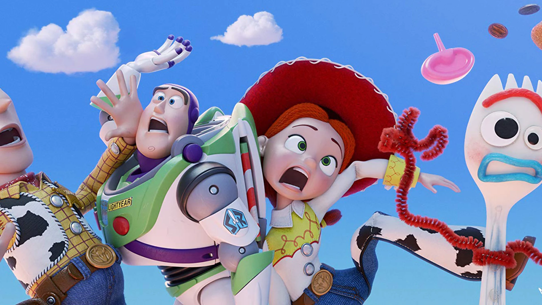 De izquierda a derecha, los ya conocidos Woody, Buzz y Bo Peep, junto a una nueva incorporación, Forky