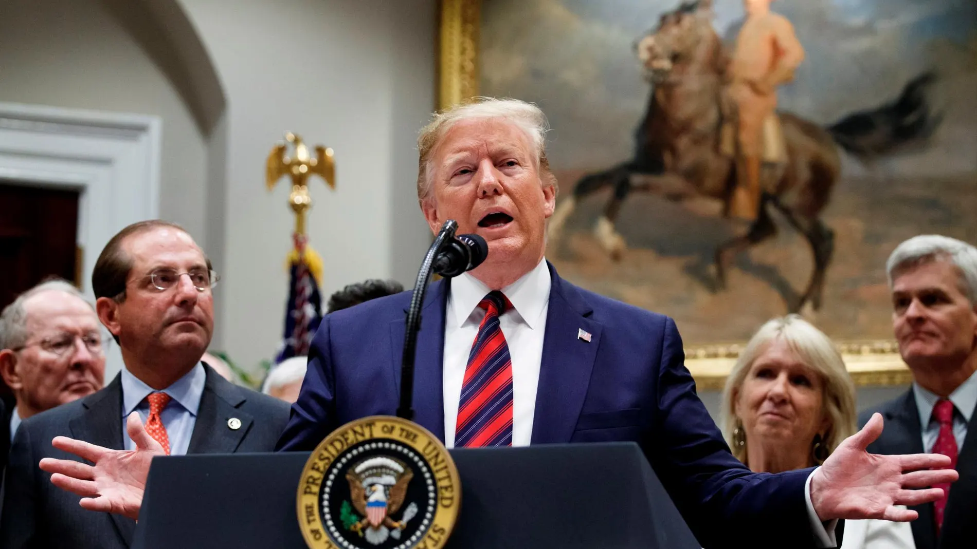 El presidente estadounidense, Donald Trump, ofrece una rueda de prensa, este jueves en la Casa Blanca/Efe/ Shawn Thew