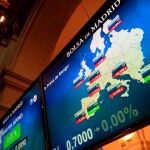 Paneles informativos de la Bolsa de Madrid/Efe