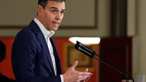 Pedro Sánchez, en el desayuno informativo organizado por el foro de la Nueva Economía