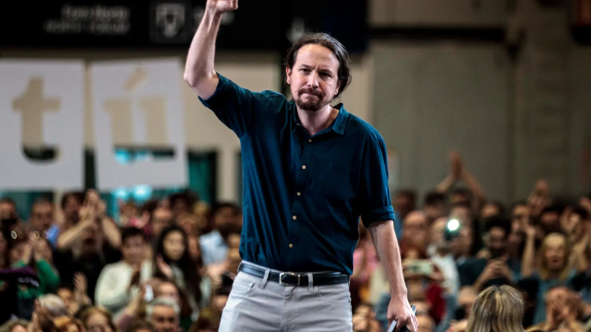 Pablo Iglesias, ofrece un mitin junto al candidato de Unides Podem-Esquerra Unida, Rubén Martínez Dalmau