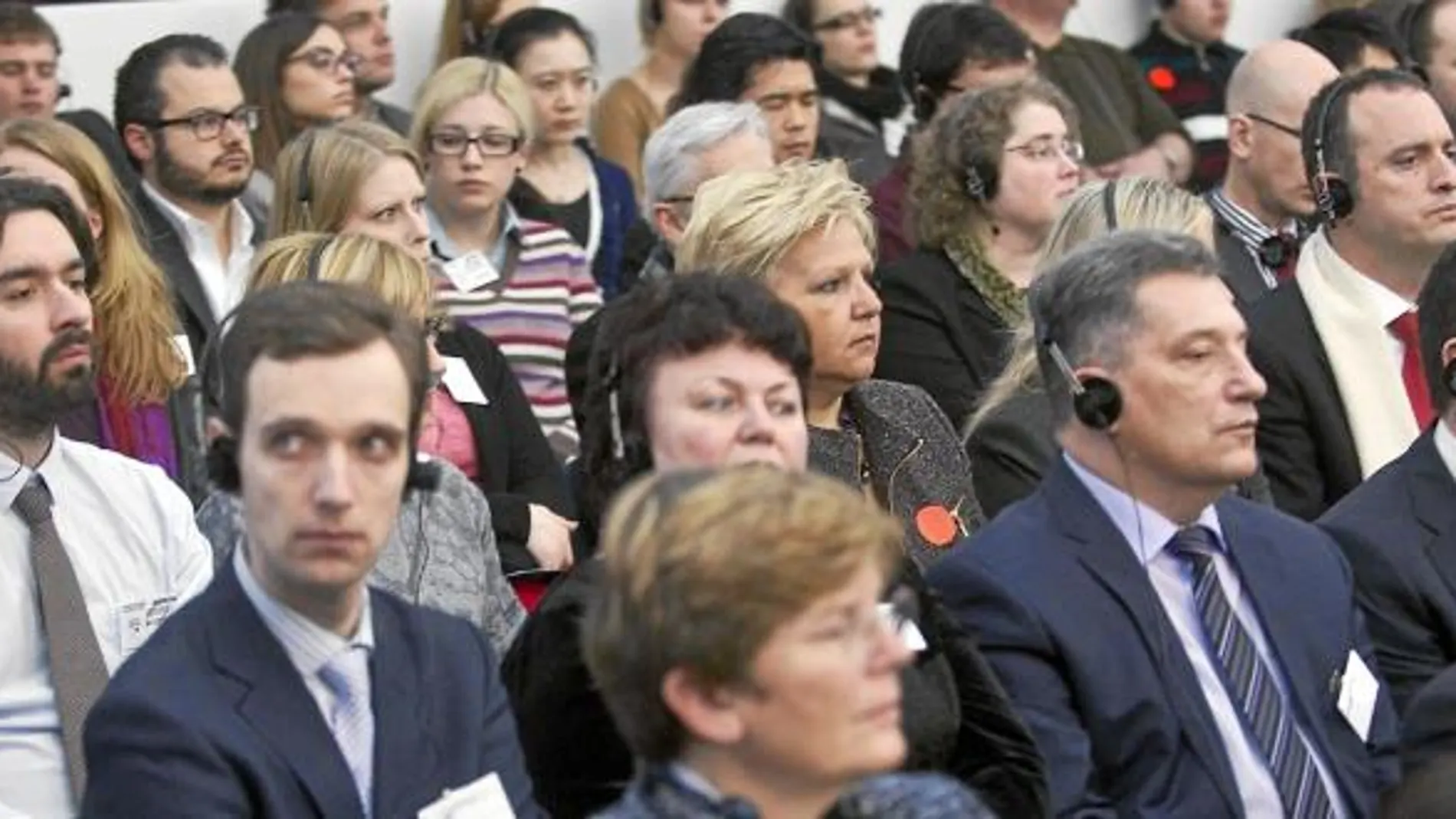 Representantes de las asociaciones de víctimas del terrorismo, ayer, en la Gran Sala del Tribunal Europeo de Derechos Humanos