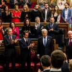 Los presidentes Rajoy, Zapatero, Aznar y González, junto al Rey Juan Carlos en la celebración del 40 aniversario de la Constitución