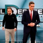 Iglesias y Sánchez en el último debate de Atresmedia