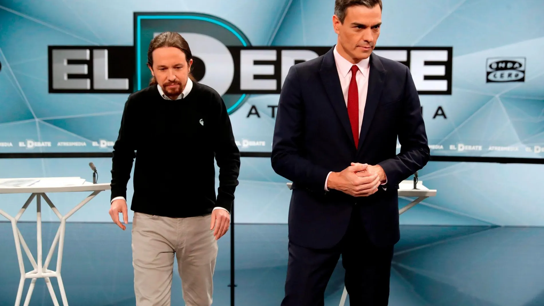 Iglesias y Sánchez en el último debate de Atresmedia