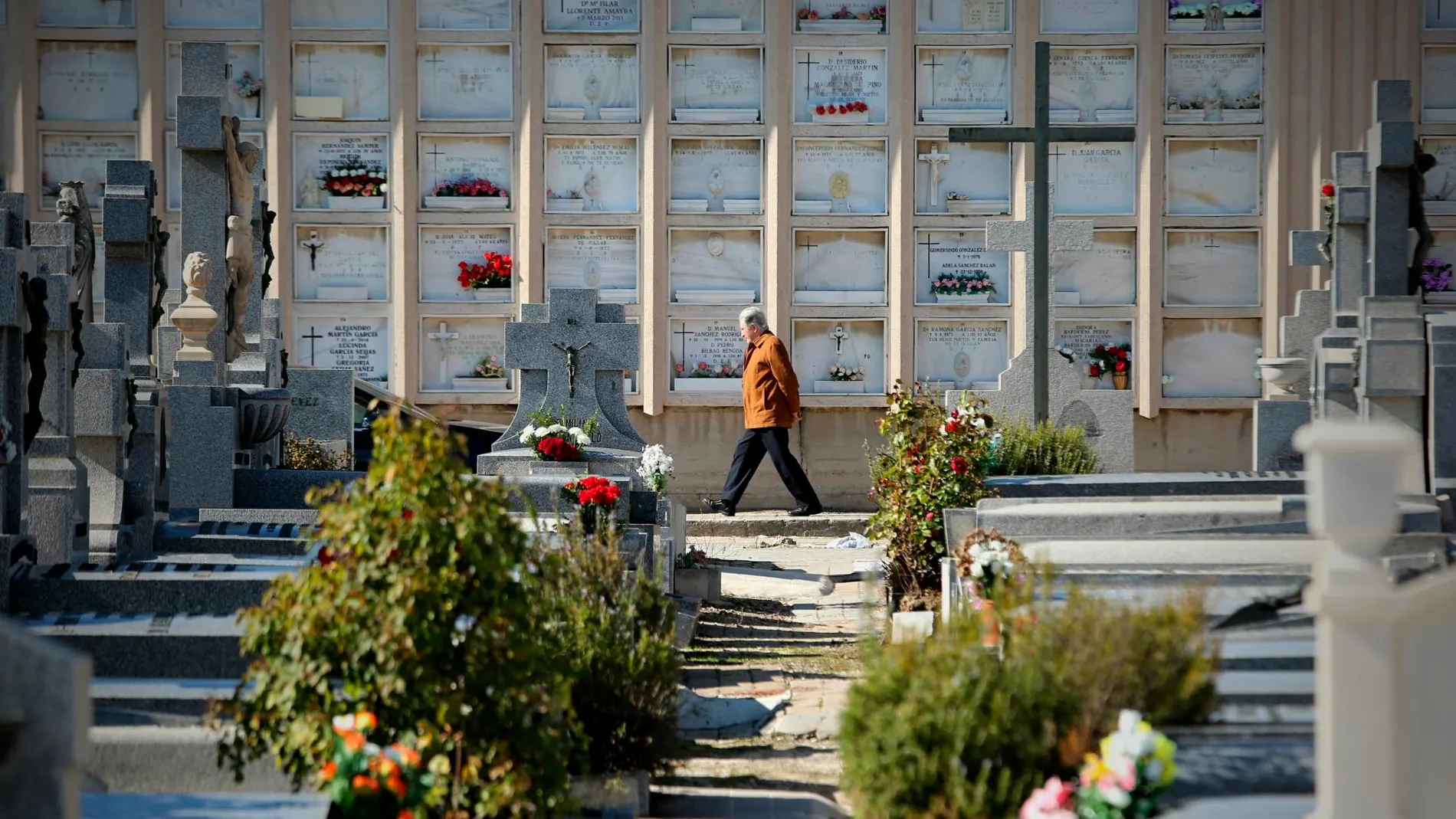 Imagen del cementerio de la Almudena de Madrid la pasada festividad de los Santos. (Foto: Rubén Mondelo)