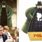 A la izquierda, Eduardo Madina junto al cuadro del Equipo Crónica; a la derecha, el logo de "Polil", el producto que protegía la ropa de las polillas.