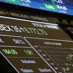 Paneles informativos de la Bolsa de Madrid