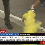 Así boicotean los independentistas la labor de los reporteros de TVE y Telemadrid