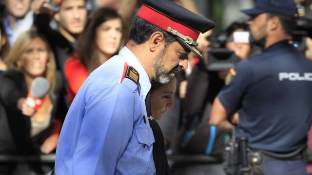 El jefe de los Mossos d'Esquadra, Josep Lluis Trapero, a su salida de la Audiencia Nacional la semana pasada.
