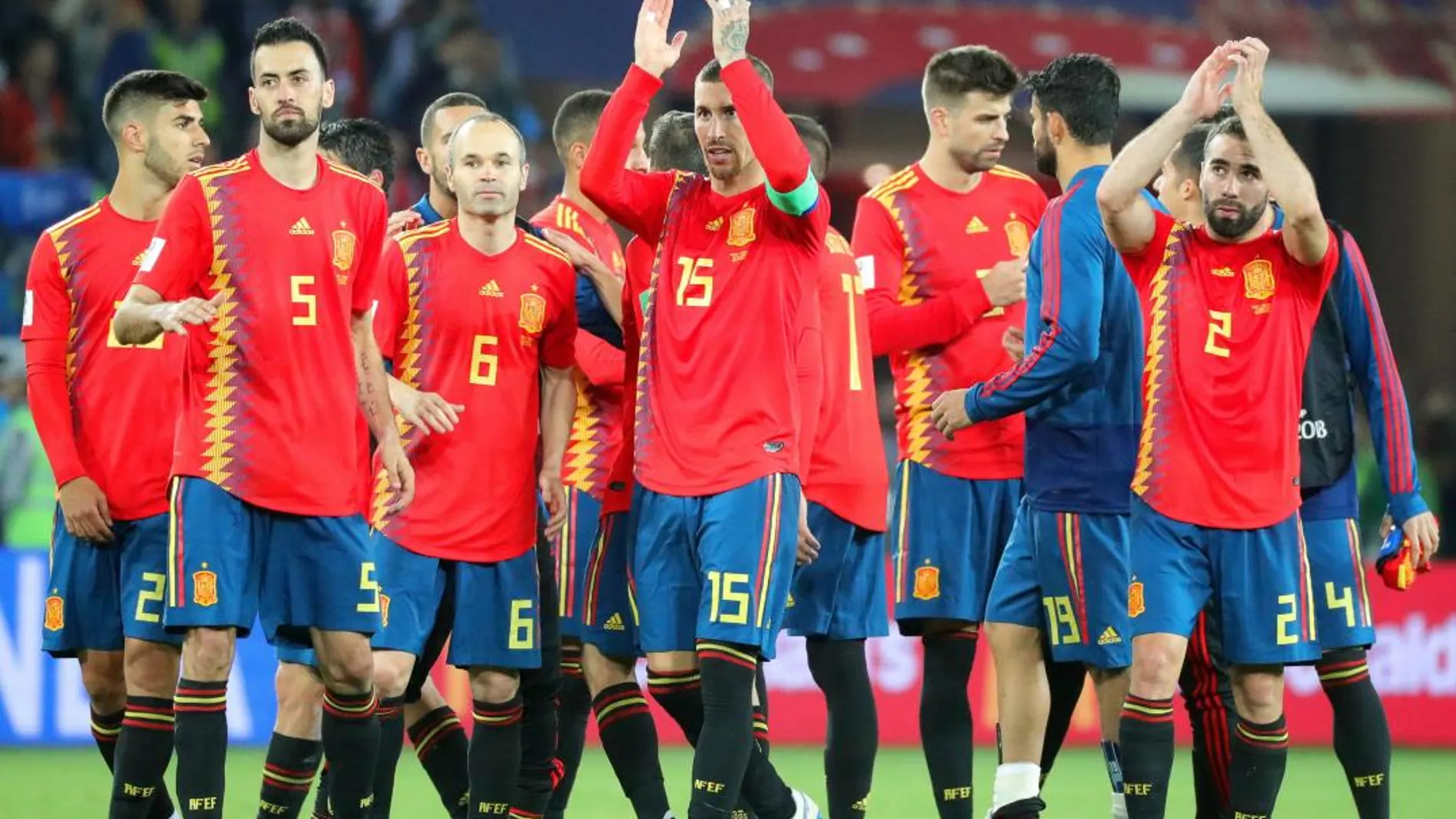 Los jugadores de la selección de fútbol de España.