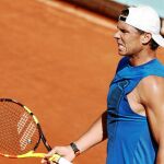 Rafa Nadal, ayer, en un entrenamiento en la Caja Mágica de Madrid