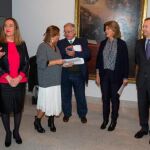 Inauguración de la muestra con Virginia Barcones, José Rodríguez Sanz-Pastor, Teresa López, Severiano Hernández, Cristina Emperador y, Antonio Sánchez del Barrio