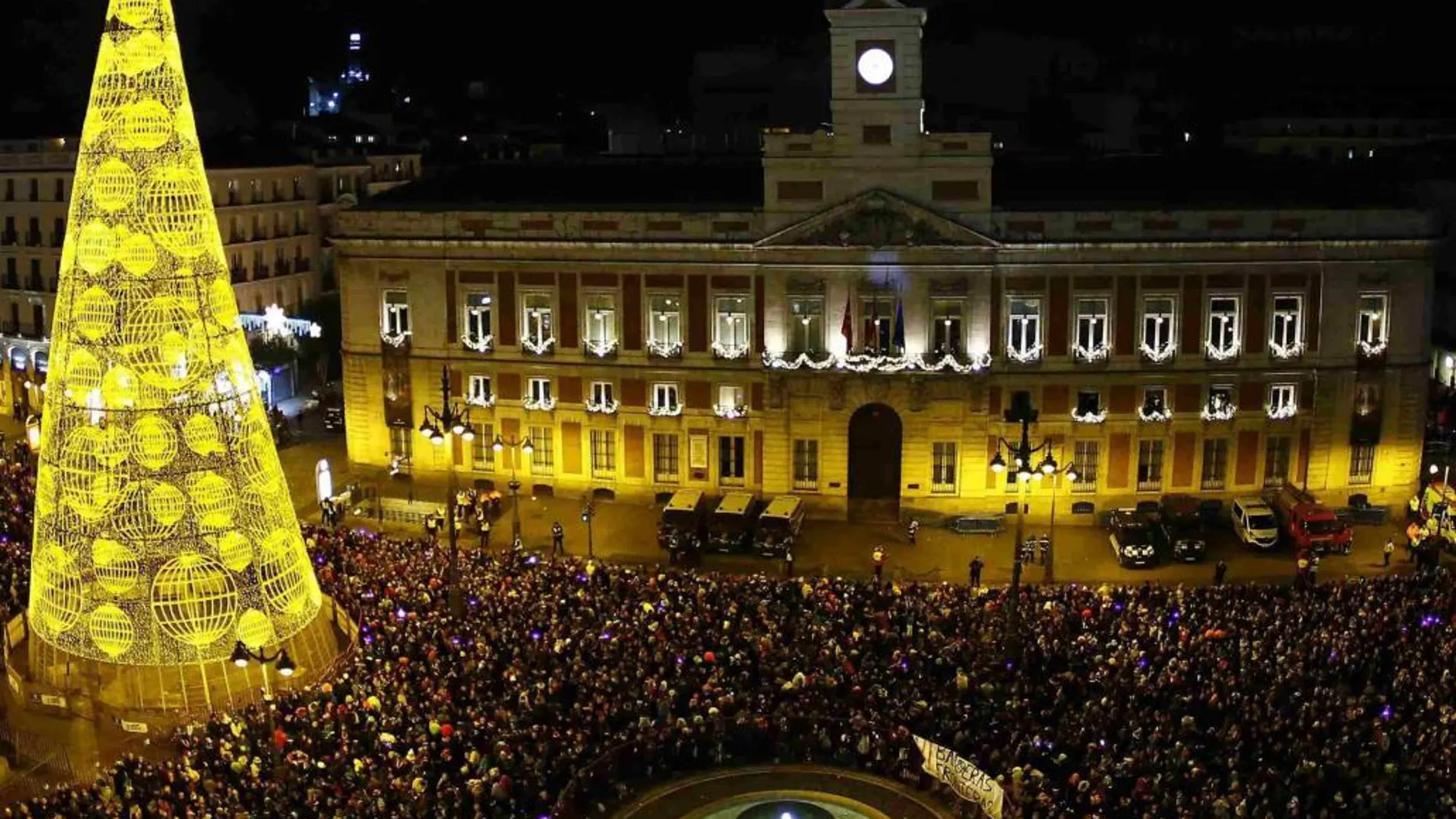 La Puerta del Sol de Madrid la noche del 31 de diciembre del pasado año.