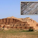 Piezas de vidrio (arriba) que fueron usadas en la decoración de puertas y paredes del templo de Chogha-Zanbil. / Mohammadamin Emami