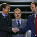 Imagen de uno de los debates electorales entre José Luis Rodríguez Zapatero y Mariano Rajoy. (Foto: Alberto R. Roldán)