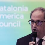 El presidente regional de Cataluña, el independentista Joaquim Torra habla en la inauguración del Consejo Americano de Cataluña (CAC). EFE/LENIN NOLLY