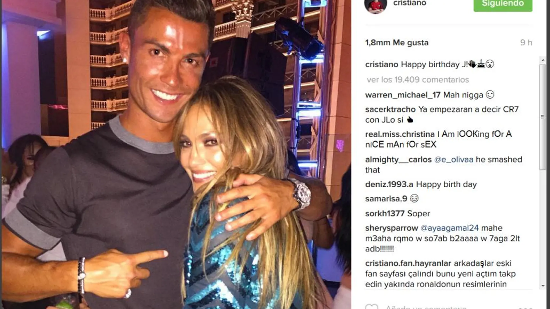 Jennifer López cumple 47 años con Cristiano Ronaldo