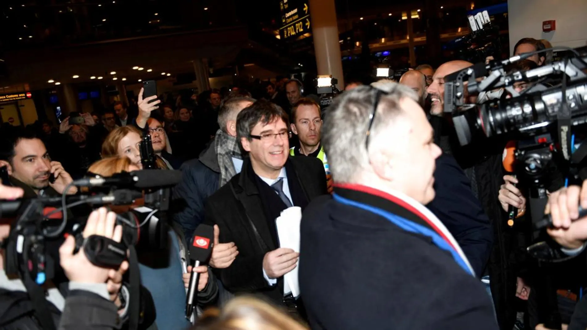 Carles Puigdemont a su llegada a Copenhagen