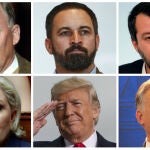 De izq. a dcha, Alexander Gauland, Santiago Abascal, Matteo Salvini, Marine Le Pen, Donald Trump y Viktor Orban.