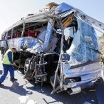 Autobús de Cevesa siniestrado en el kilómetro 123 de la carretera N - 403 el pasado 8 de julio