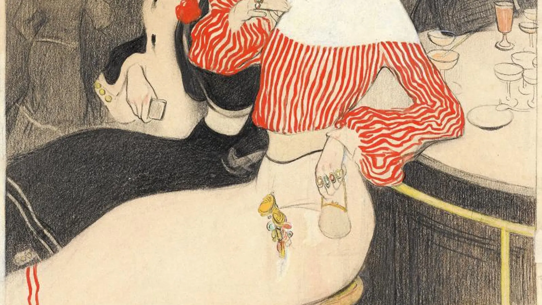 «Au bar», una obra original de Cardona que apareció en la revista «Le Frou-frou» en 1905