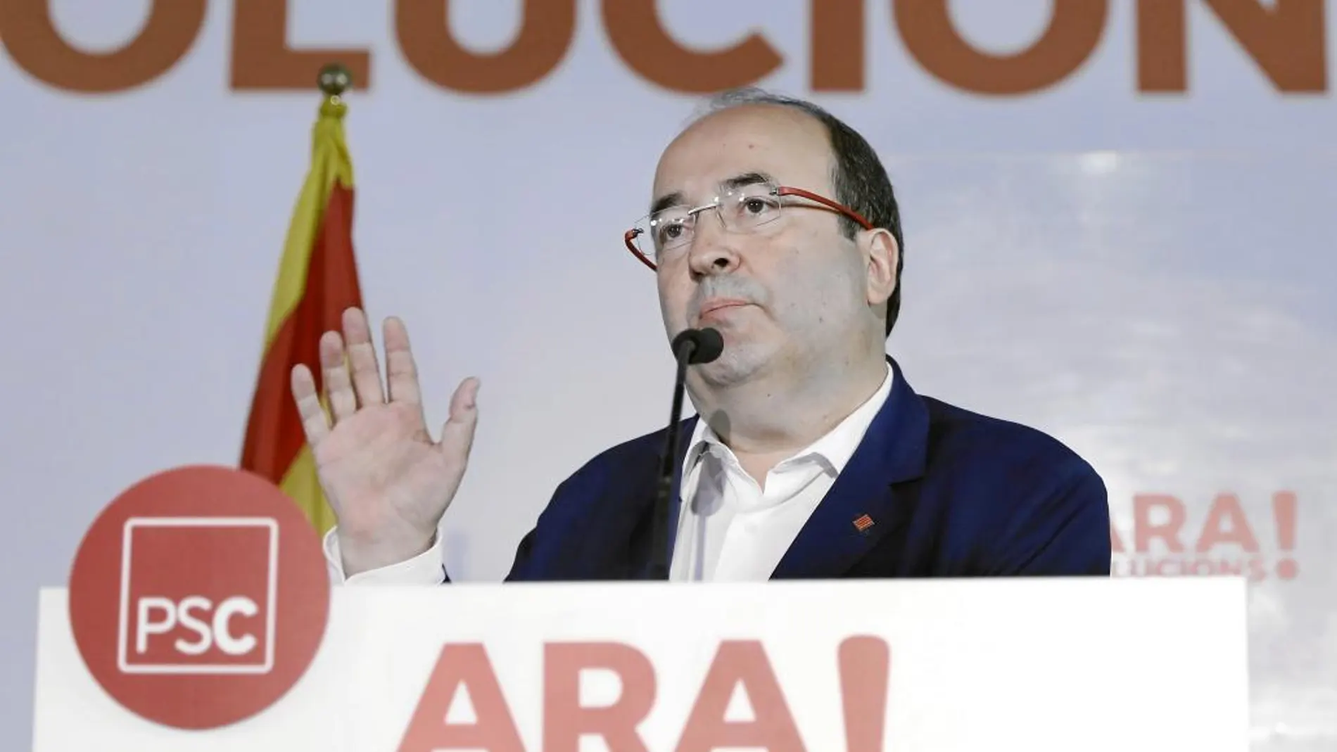 El primer secretario del PSC, Miquel Iceta, durante la inauguración de la jornada de debate sobre los ejes del programa electoral de los socialistas para el 21-D/ Efe