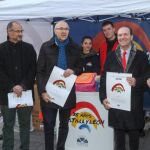 Juan Zapatero, Paloma Vallejo, Luis Fuentes, Ramiro Ruiz Medrano, Eduardo Sánchez Arribas, Raúl de la Hoz y Marta Maroto entregan los calendarios en Valladolid