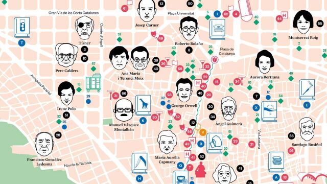 Imagen del mapa que muestra el rico y variado espectro de la Barcelona literaria