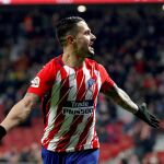 El centrocampista del Atlético de Madrid Vitolo Machín celebra su gol, el tercero ante el Lleida