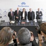 Los responsables de Fira de Barcelona ayer durante la presentación de los resultados