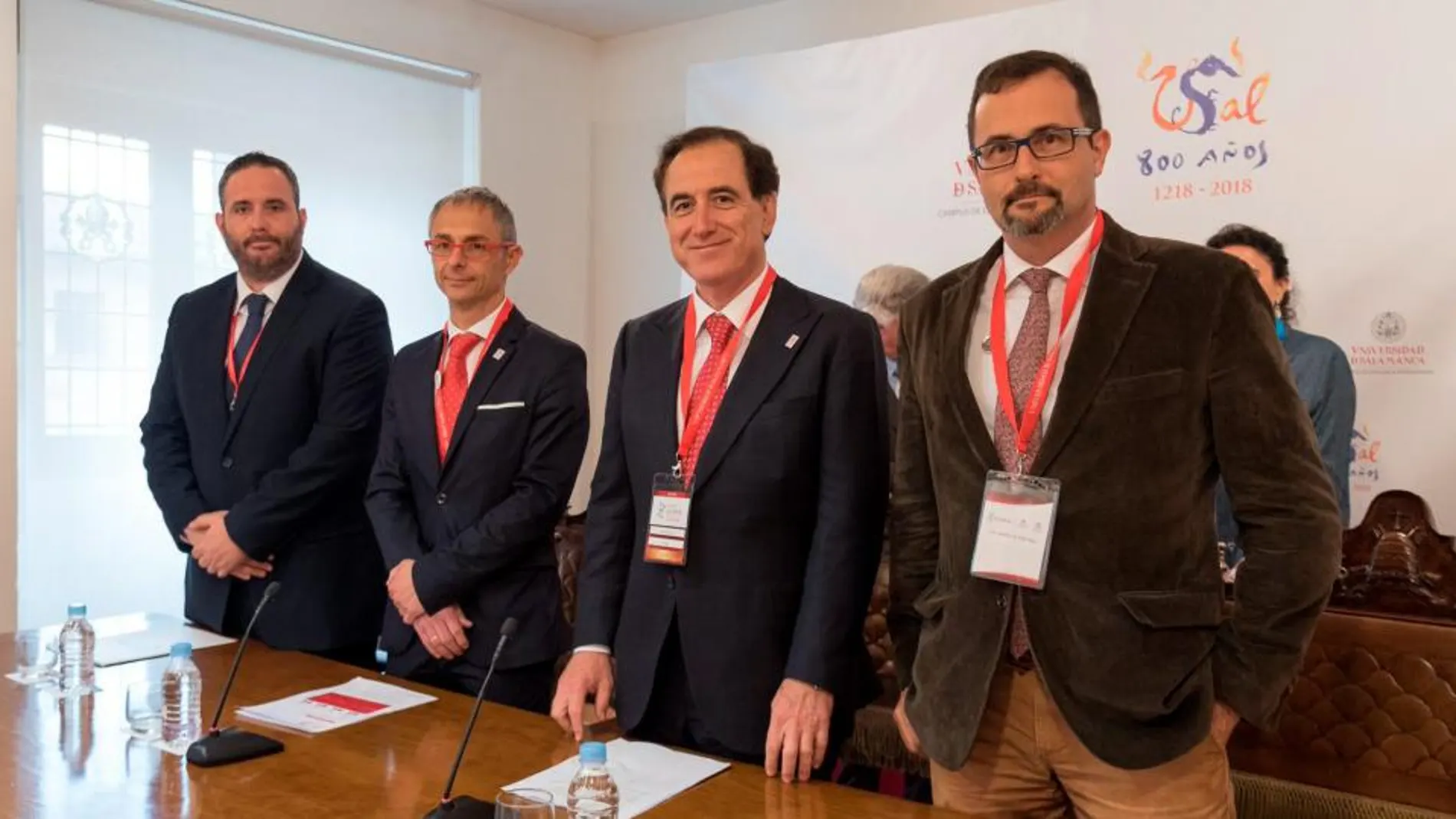 El rector Ricardo Rivero, Antonio Huertas, José Luis Fuentecilla y Alberto Alonso / Usal