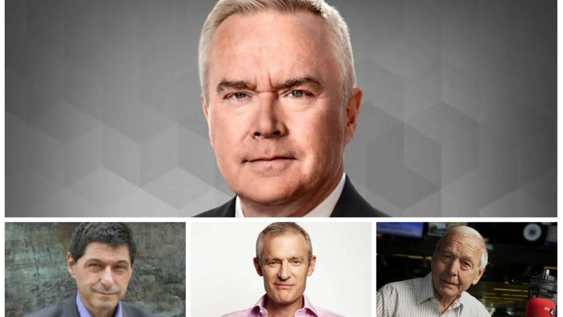 El presentador de telediario Huw Edwards, el director para América del Norte, Jon Sopel y los presentadores de radio Jeremy Vine y John Humphry