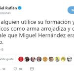 Zasca de Twitter a Rufián a costa de Miguel Hernández