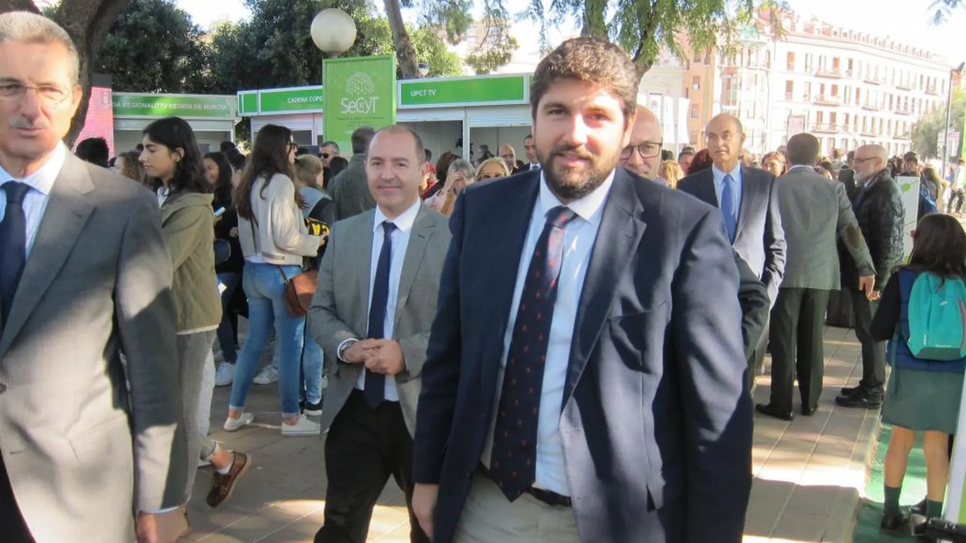 El presidente de la Región, Fernando López Miras, ayer en la XVI edición de la Semana de la Ciencia y la Tecnología