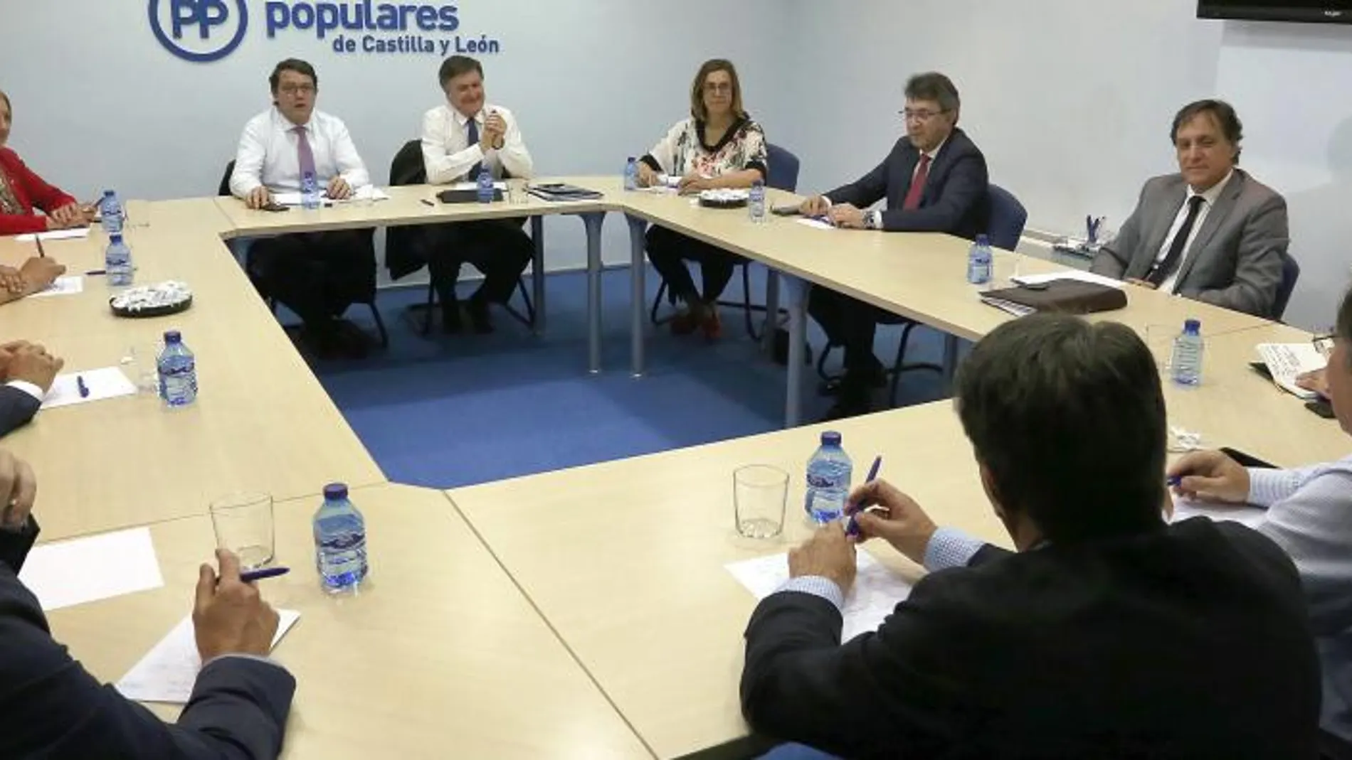 El presidente del PP de Castilla y León, Alfonso Fernández Mañueco, se reúne con los nueve dirigentes provinciales del partido junto al secretario general, Francisco Vázquez / Rubén cacho/Ical