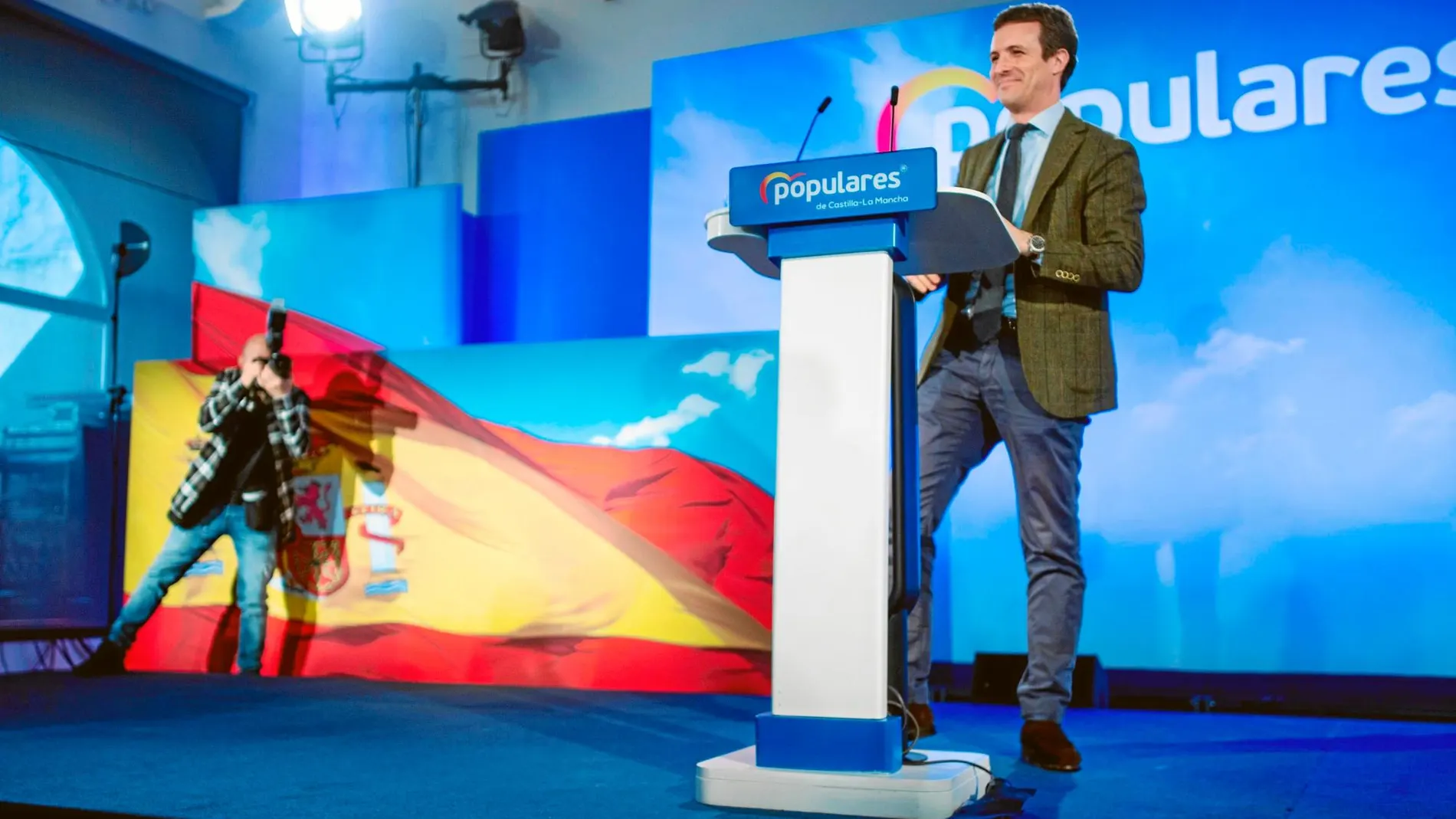 El líder del PP, Pablo Casado, participó ayer en un acto en Toledo / Efe