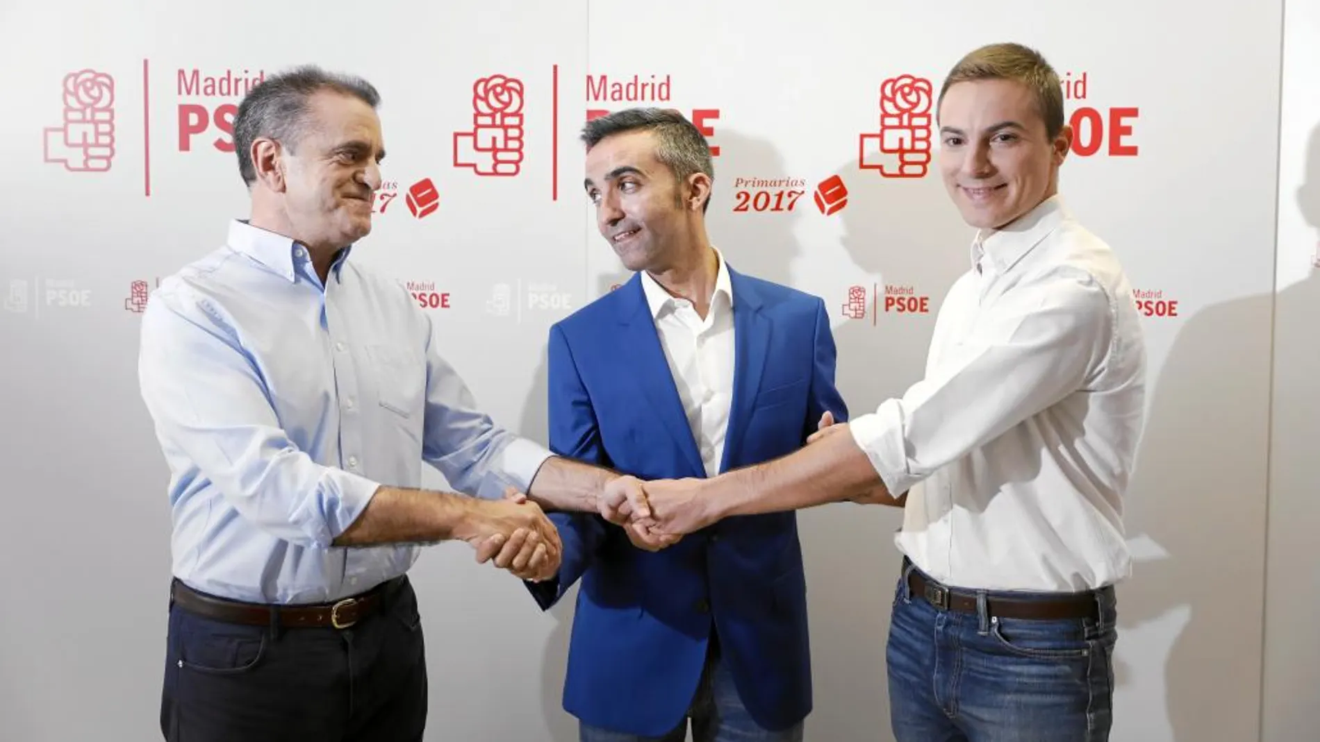 Franco, González Jabonero y Lobaro, los tres candidatos del PSOE-M, debatieron en la sede del partido