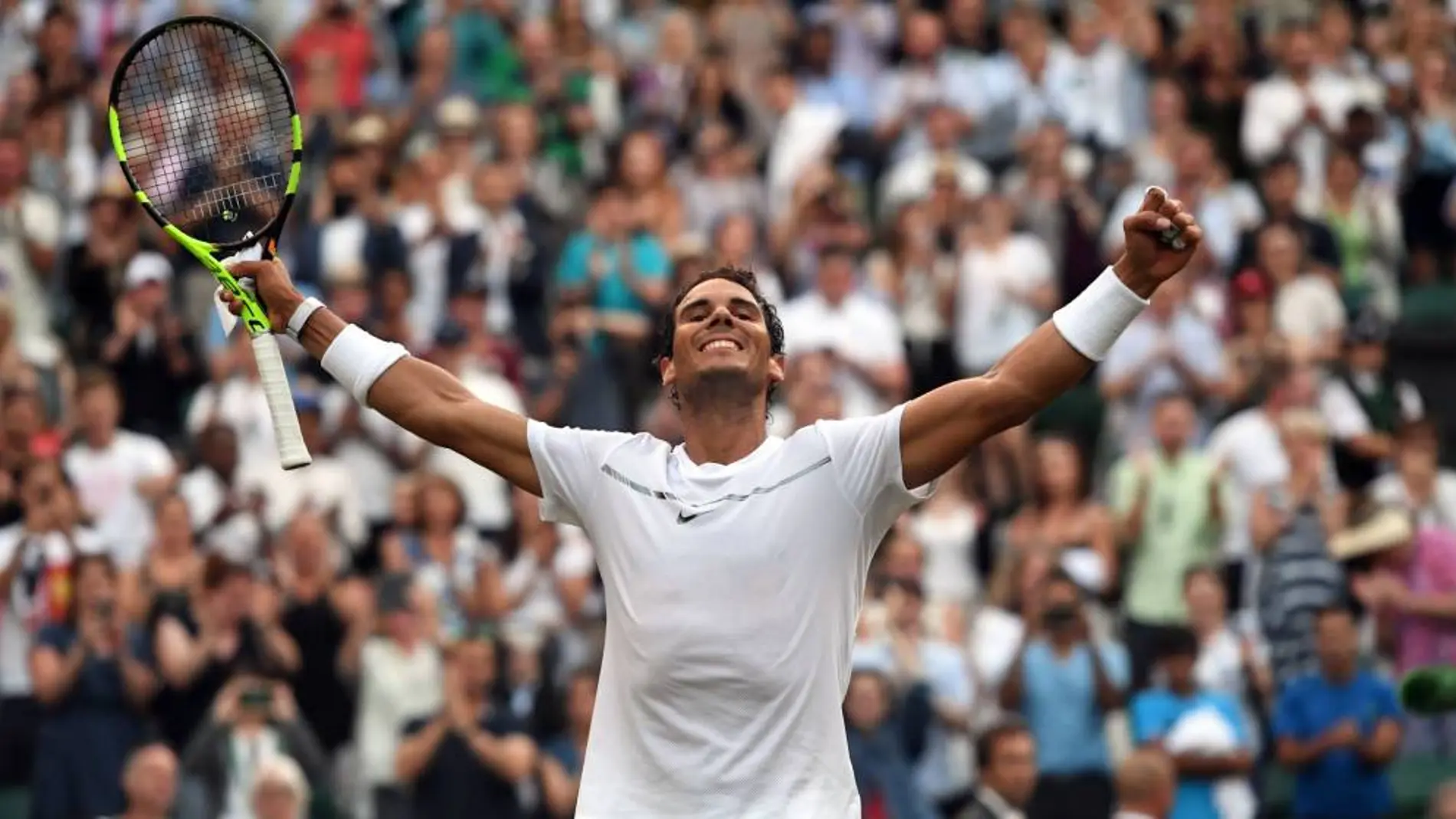 Rafa Nadal celebra una victoria el año pasado en Wimbledon