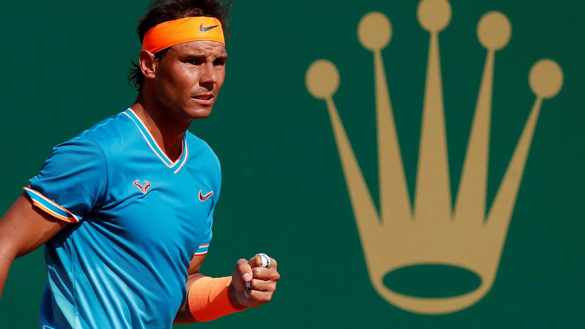 Nadal celebra uno de los puntos que ganó ante Pella