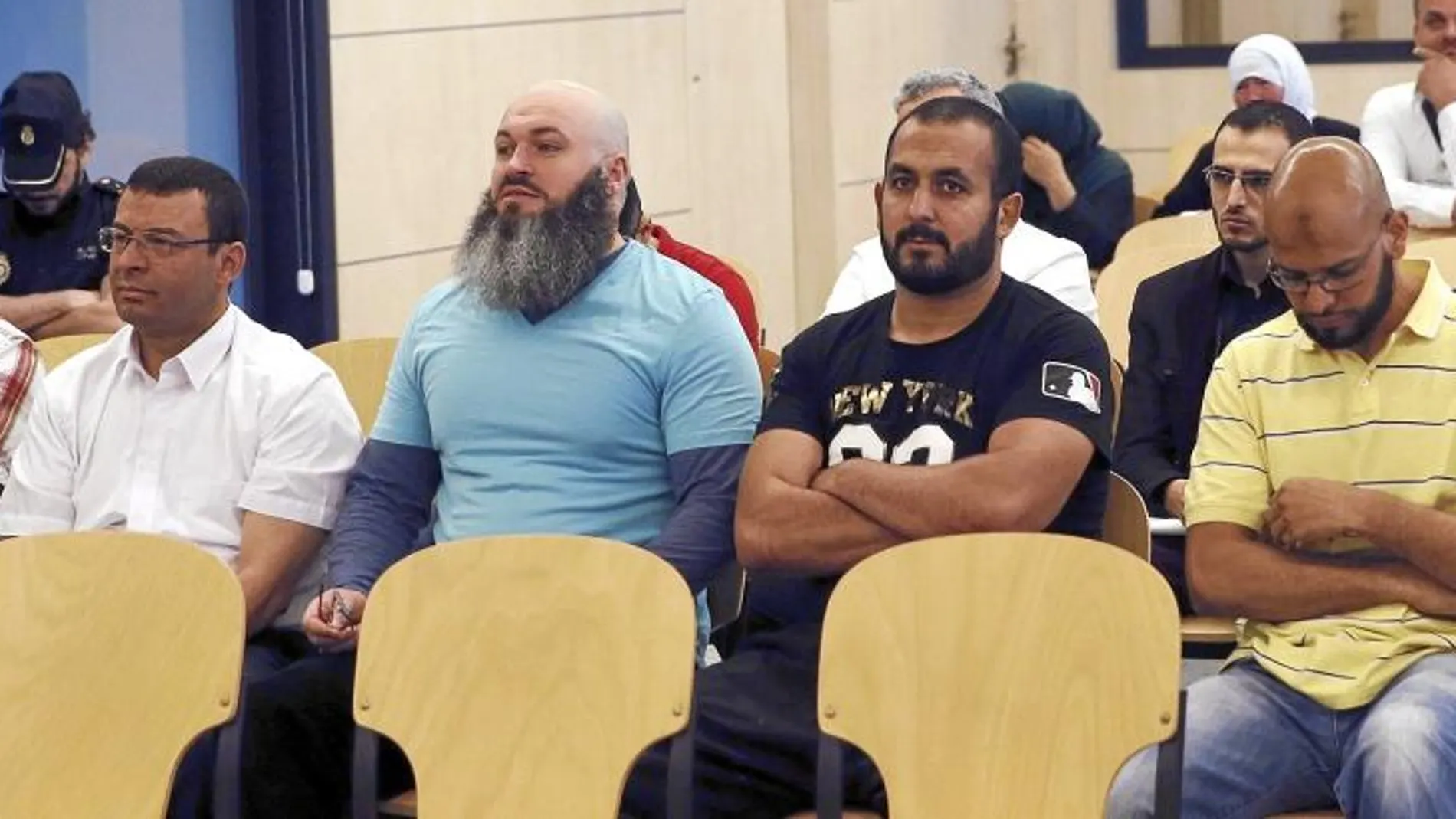 Los integrantes de la brigada Al Andalus, en una sesión del juicio celebrado en la sede de la Audiencia Nacional en San Fernando de Henares (Madrid) el pasado julio
