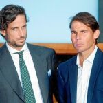 Feliciano López, director del Mutua Madrid Open; y Rafa Nadal, el tenista que más veces lo ha ganado