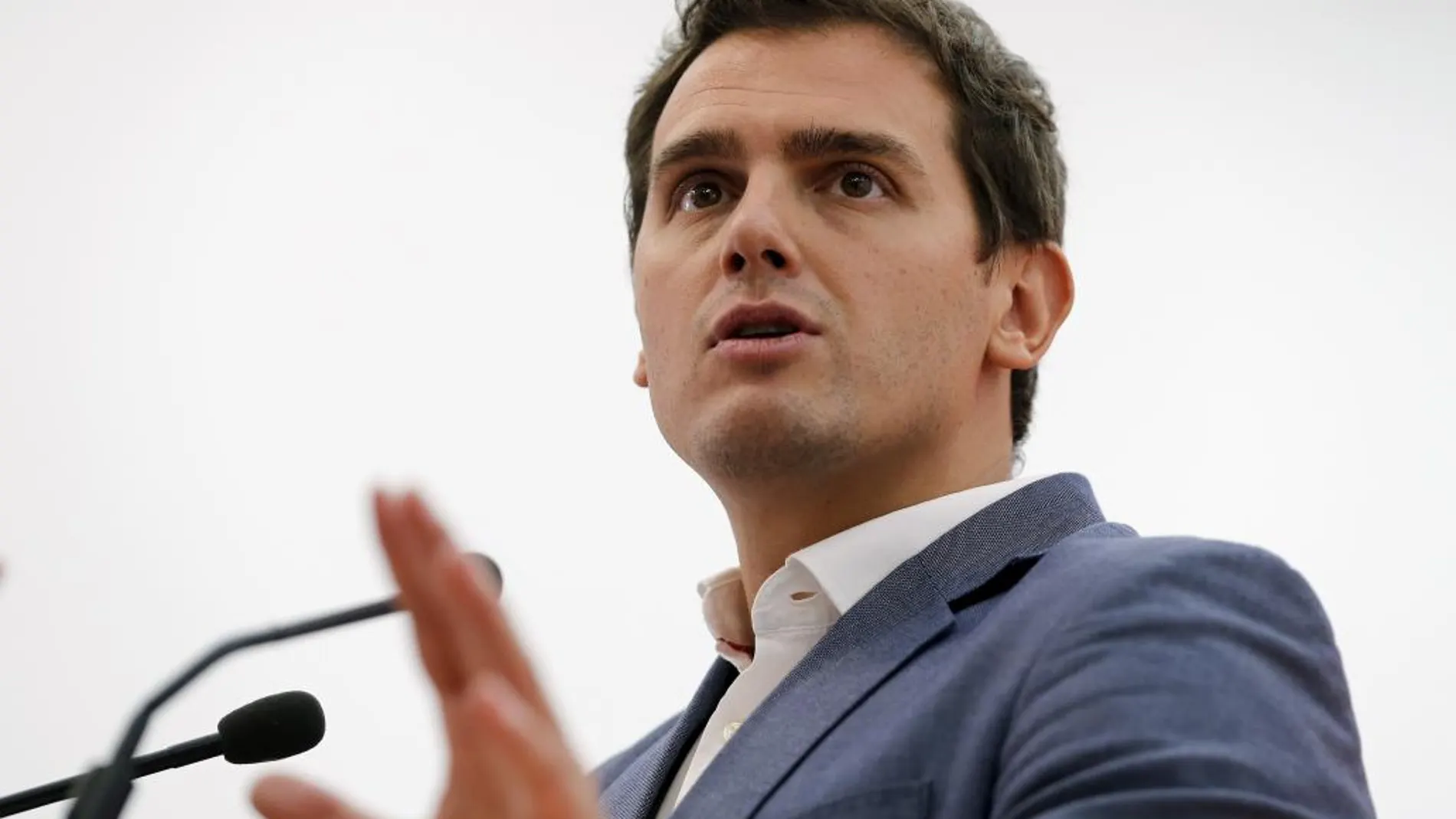 El presidente de Ciudadanos, Albert Rivera, durante la rueda de prensa que ha ofrecido hoy tras la reunión del Comité Ejecutivo Nacional del partido