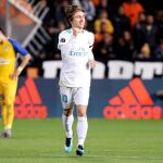 El jugador del Real Madrid Luka Modric celebra un gol esta temporada