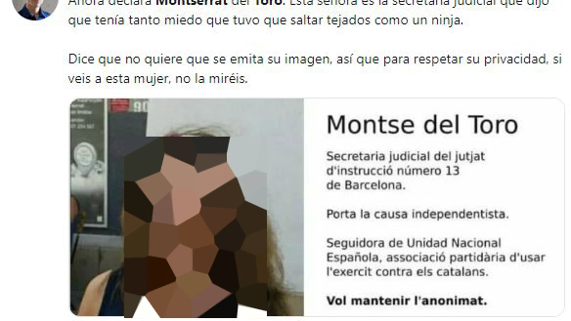 La Fiscalía investigará el acoso independentista a la secretaria judicial del 20-S