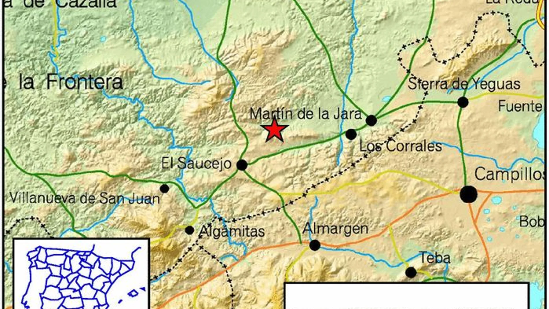 Un terremoto de intensidad 4,1 se deja sentir en la Sierra Sur de Sevilla