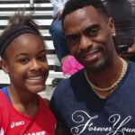 Tyson Gay, junto a su hija