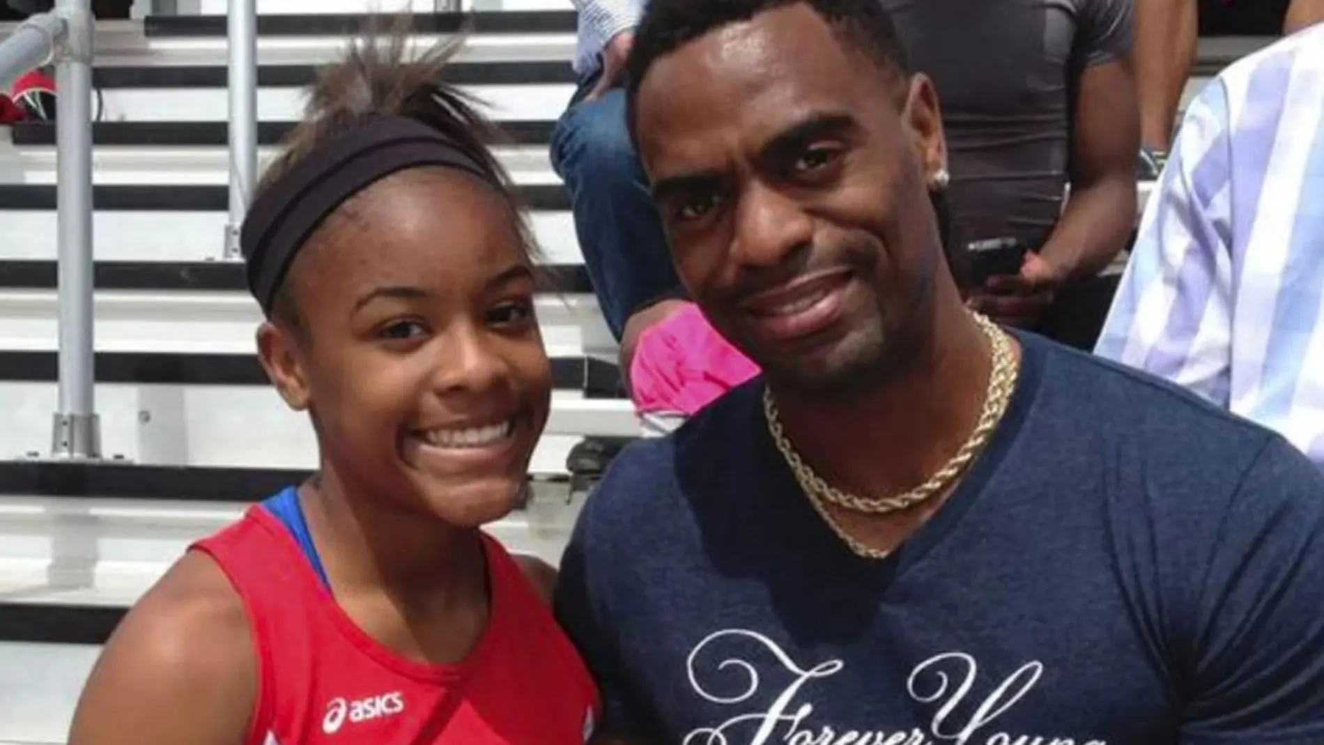 Tyson Gay, junto a su hija