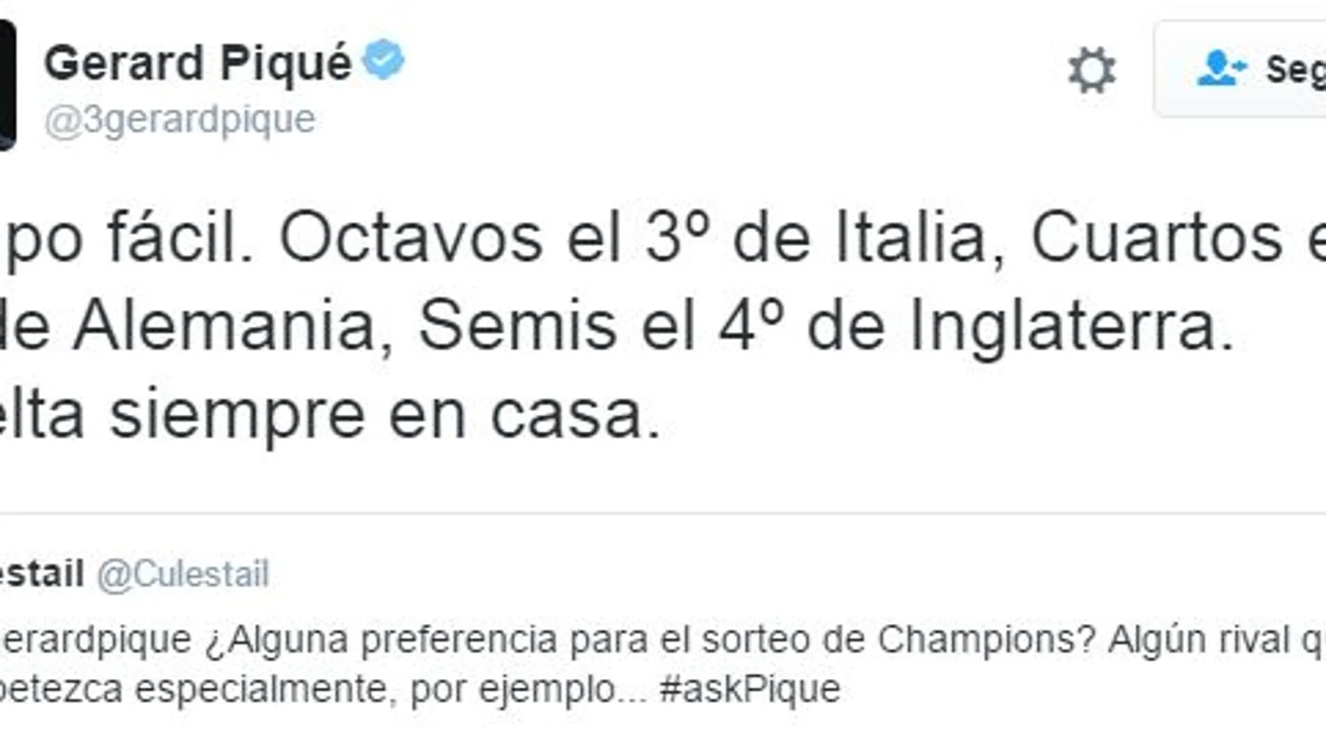 El tuit de Piqué